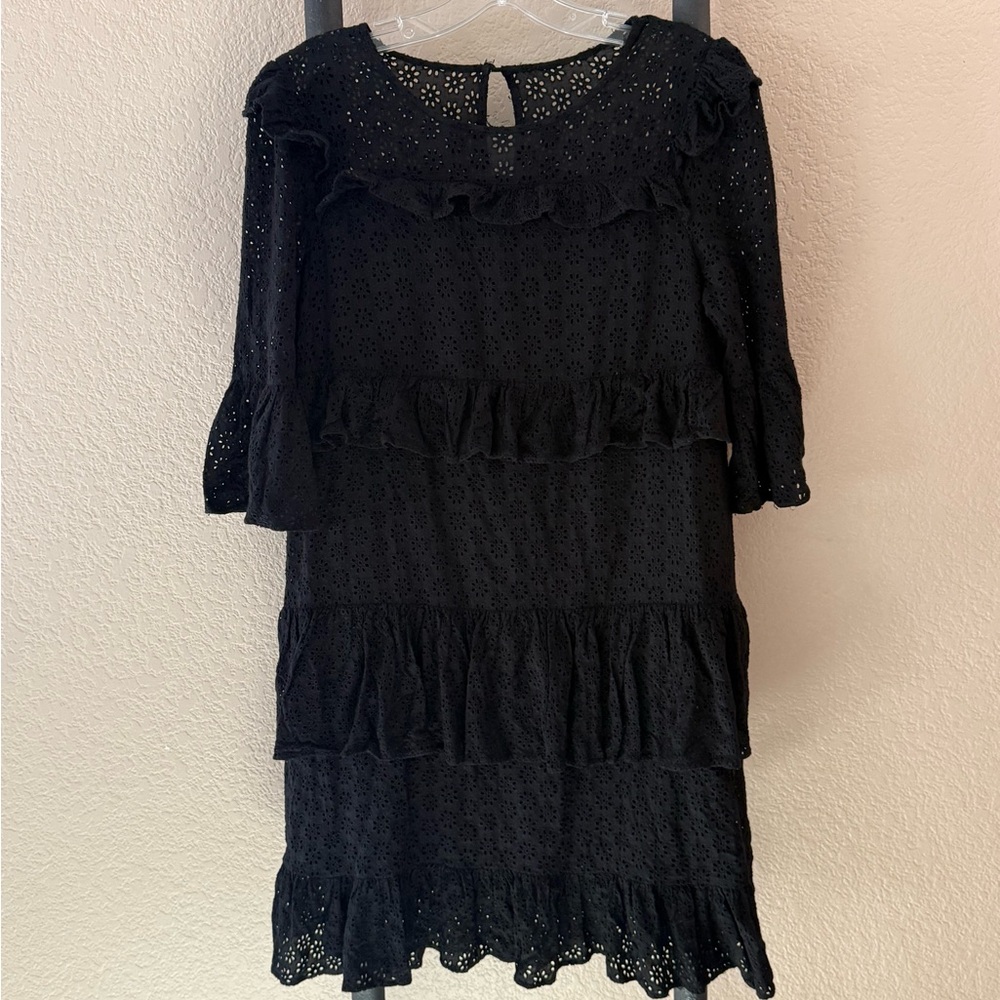 Elegant Black Eyelet Dress